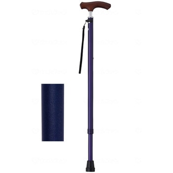 夢ライフステッキ スリムネック伸縮ベーシックタイプ(無地)/ネイビー/ギフトボックス仕様 - ウェルファン