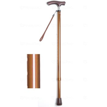 夢ライフステッキ スリムネック伸縮ベーシックタイプ(無地)/ブラウン/ギフトボックス仕様 - ウェルファン