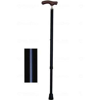 夢ライフステッキ スリムネック伸縮ベーシックタイプ(無地)/ブラック/ギフトボックス仕様 ウェルファン