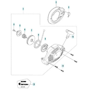ゼノア エンジンチェーンソー GZ360 部品 スターター ゼノア