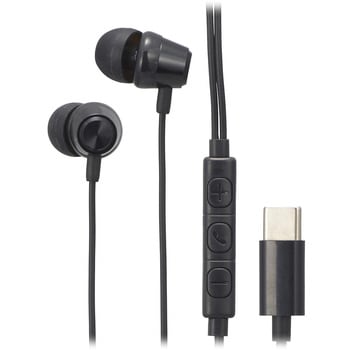 USB-Cステレオイヤホン ブラック 高音質 DAC搭載 ハンズフリー通話 1.2m オーム電機