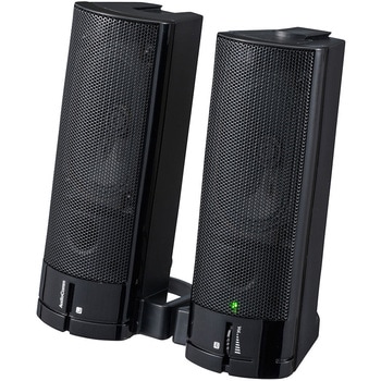 USB電源ステレオスピーカー ブラック タテヨコ設置可 最大出力5W 音量調節付 オーム電機