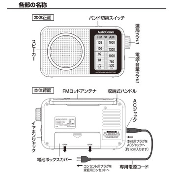 AM/FMポータブルラジオ ワイドFM対応 AC/DC2電源 大型スピーカー搭載 オーム電機