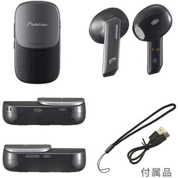 完全ワイヤレスイヤホンPLUS ブラック 充電ケース兼スピーカー LEDライト搭載 オーム電機