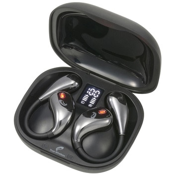 完全ワイヤレスイヤホン OWS ブラック 耳をふさがない イヤーフック 防水IPX5 オーム電機