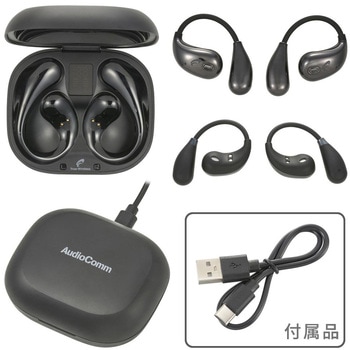 完全ワイヤレスイヤホン OWS ブラック 耳をふさがない イヤーフック 防水IPX5 オーム電機