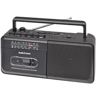 モノラルラジカセ AM/FM/SW 3バンド受信 カセット録音再生 2電源対応 オーム電機
