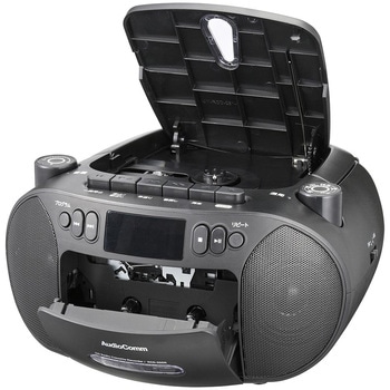 CDラジカセ ブラック AM/FMラジオ カセット録音再生 ワイドFM 2電源対応 オーム電機