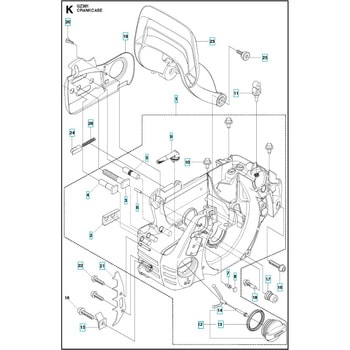 ゼノア エンジンチェーンソー GZ381 部品 クランクケース - ゼノア