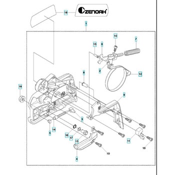 ゼノア エンジンチェーンソー GZ381 部品 チェンブレーキおよびクラッチカバー ゼノア