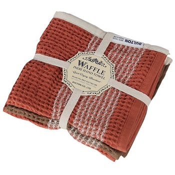 S/3 WAFFLE INDIE HAND TOWEL RD&BR(ワッフルインディーハンドタオル) 和気産業