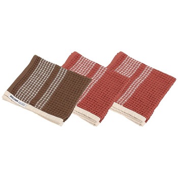 S/3 WAFFLE INDIE HAND TOWEL RD&BR(ワッフルインディーハンドタオル) 和気産業