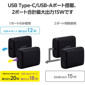モバイルバッテリー 10000mAh 大容量 軽量 小型 PD 20W 入出力(USB Type-C×1) 出力(USB-A×1) エレコム