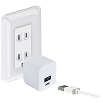 USBポート付AC充電器 AC-2USB-A+C-12W カシムラ