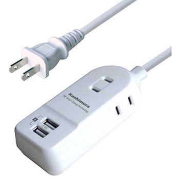 AJ-589 USB�|�[�g�tAC�[�d��^�b�v 2.4A IC USB2P AC3P �J�V���� �z���C�g�F 65385986