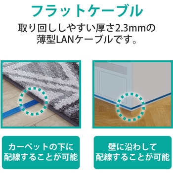 LANケーブル Cat7 準拠 フラット 10ギガビット RoHS指令準拠 ブルー エレコム
