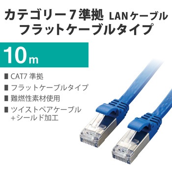 LANケーブル Cat7 準拠 フラット 10ギガビット RoHS指令準拠 ブルー エレコム