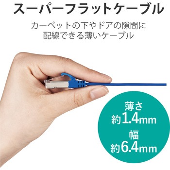LANケーブル Cat7 準拠 フラット 10ギガビット RoHS指令準拠 ブルー エレコム