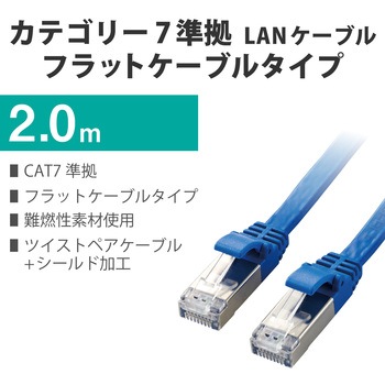 LANケーブル Cat7 準拠 フラット 10ギガビット RoHS指令準拠 ブルー エレコム