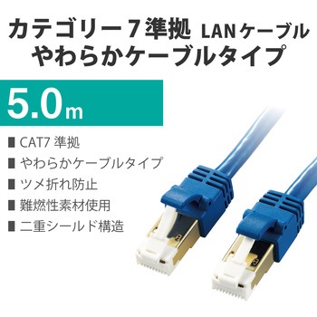 LANケーブル Cat7 準拠 やわらか 爪が折れない 10ギガビット RoHS指令準拠 ブルー エレコム