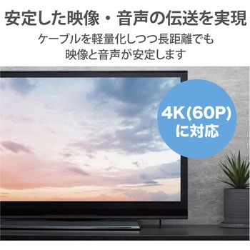 HDMI光ファイバーケーブル 長尺 HDMI-HDMI アクティブオプティカルケーブル ブラック エレコム