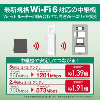 WEX-1800AX4/D 無線LAN中継機 WiFi 11ax/ac/n/a/g/b 1201+573Mbps