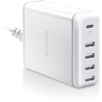 スマホ充電器 AC充電器 タイプC×1ポート USB×4ポート ケーブル1.5m 30W USBタップ iPhone エレコム