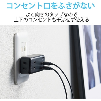 電源タップ 延長コード AC×2個口 USBA×3ポート ほこりシャッター付 USBタップ エレコム