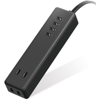 ECT-0415BK 電源タップ 延長コード AC×2個口 USBA×4ポート 1.5m ほこりシャッター付 USBタップ 1個 エレコム