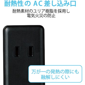 電源タップ 延長コード AC×2個口 USBA×4ポート 1.5m ほこりシャッター付 USBタップ エレコム