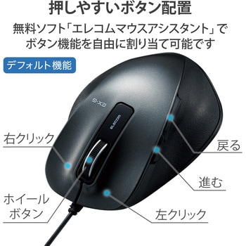 マウス 有線 5ボタン ブルーLED 握りやすい 手になじむ 進む・戻るボタン EX-G ケーブル長1.5m エレコム