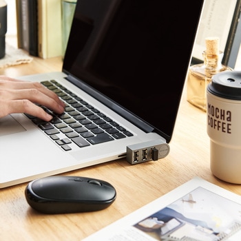 USBハブ USB2.0 3ポート バスパワー 直挿し MacBook Surface Chromebook他ノートPC対応 グレー エレコム