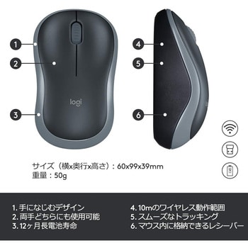 M186CG ロジクール ワイヤレスマウス M186 ロジクール ボタン数3