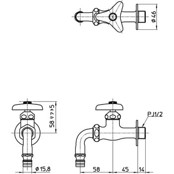 Y126V-13 散水用ホーム水栓 SANEI 高さ130mm Y126V-13 - 【通販