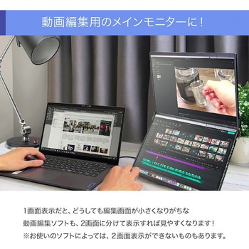 デュアル液晶モニター15.6インチ/180°開閉の折りたたみ式 uniq(ユニーク)