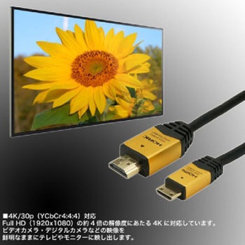 ハイスピードHDMIミニケーブル タイプAオス-タイプCオス ホーリック