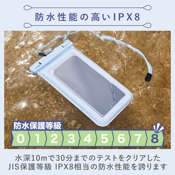 防水スマホケース 防水ポーチ IPX8 水没防止設計 顔認証対応 (防水ケース×1 ショルダーストラップ×1) エレコム