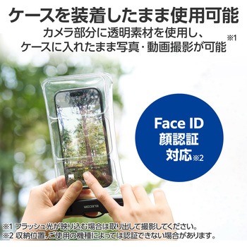 防水スマホケース 防水ポーチ IPX8 水中タッチ操作可能 顔認証対応 (ケース×1 ショルダーストラップ×1) エレコム