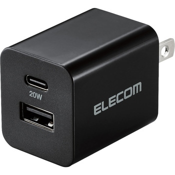 USB Type-C コンセント 充電器 PD 20W TypeC×1 USB A×1 折りたたみプラグ 軽量 エレコム