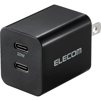 USB Type-C コンセント 充電器 PD 20W TypeC×2 折りたたみプラグ 軽量 エレコム