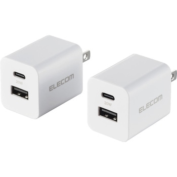 USB Type-C コンセント 充電器 PD 20W TypeC×1 USB A×1 2個セット 折りたたみプラグ 軽量 エレコム