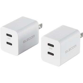 USB Type-C コンセント 充電器 PD 20W TypeC×2 2個セット 折りたたみプラグ 軽量 エレコム
