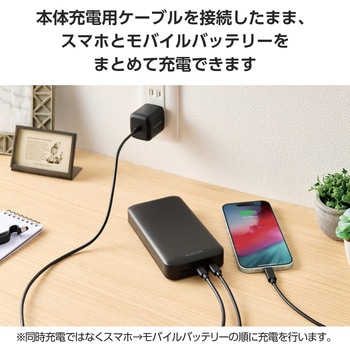 モバイルバッテリー 20000mAh 大容量 PD 65W 入出力(Type-C×1) 出力(Type-C×1 USB-A×1) エレコム