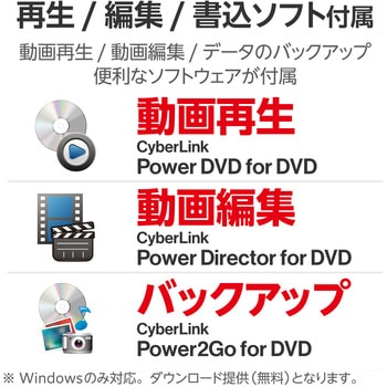 外付けDVDドライブ USB 3.2 Gen1 ケーブル2本(Type-C+Type-A) 再生/編集/書込ソフト バスパワー 軽量 ロジテック