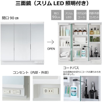 洗面化粧台KVシリーズ 全引き出しタイプ+3面鏡LED照明(一般地向け) ハウステック