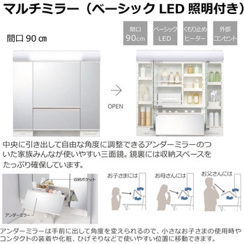 洗面化粧台KVシリーズ 開き扉タイプ+マルチミラーLED照明(寒冷地向け) ハウステック