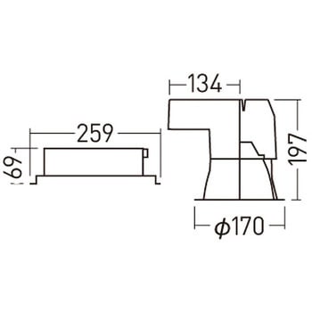 天井埋込型 LED ダウンライト 埋込穴Φ150 光源遮光角30度 1500形 本体のみ - Panasonic(パナソニック)