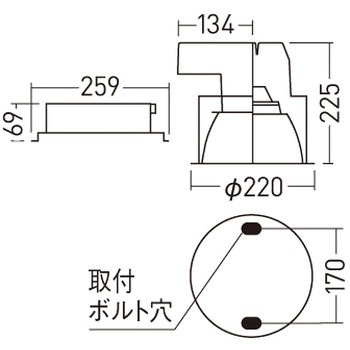 天井埋込型 LED ダウンライト 埋込穴Φ200 光源遮光角30度 1500形 本体のみ Panasonic(パナソニック)