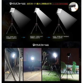 ソーラー充電式 スタンドライト 45W ハンドライトにもなる トランスフォーMAN GOODGOODS(グッド・グッズ)