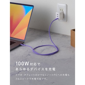 CIO CtoC 2m 液晶ディスプレイ付きシリコンケーブル パープル CIO